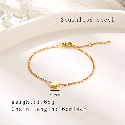 304 Stainless Steel Star Link Bracelet for Women YU5117-1-1