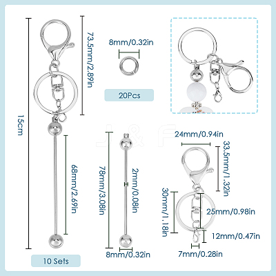 DIY Alloy Bar Beadable Keychain Making Kit DIY-SC0024-54P-1