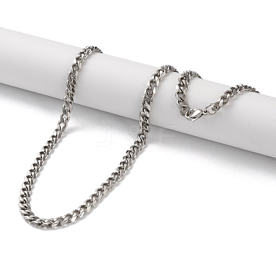 304 Stainless Steel Cuban Link Chain Necklaces for Men NJEW-B117-01F-P-1