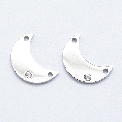 316 Surgical Stainless Steel Micro Pave Cubic Zirconia Links connectors STAS-J038-18P-1