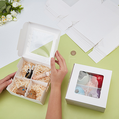 Square Foldable Paper Cake Box LS-CON-WH0089-174B-1