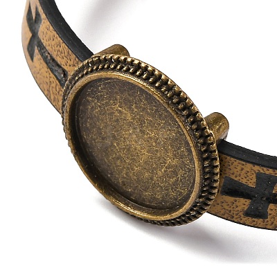 Hollow Cross PU Leather Bracelet Making MAK-I020-01F-1