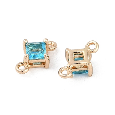 Brass Pave Glass Rhombus Links Connector Charms GLAA-Q088-001C-1