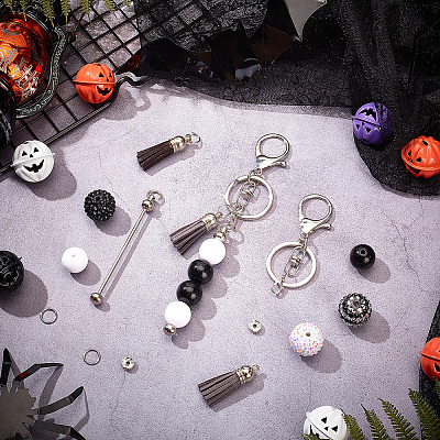 Halloween DIY Iron Bar Beadable Keychain Making Kit DIY-SC0025-93-1