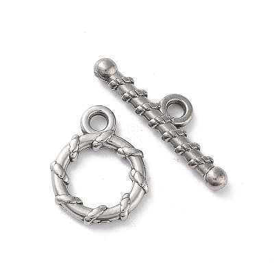 Non-Tarnish 304 Stainless Steel Ring Toggle Clasps STAS-A092-09D-P-1