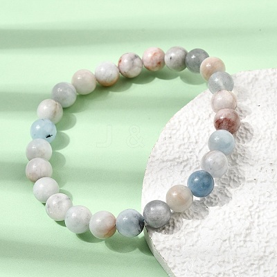 8MM Natural Aquamarine Round Beaded Stretch Bracelets for Women GG-CBA6C75-A01-8mm-1
