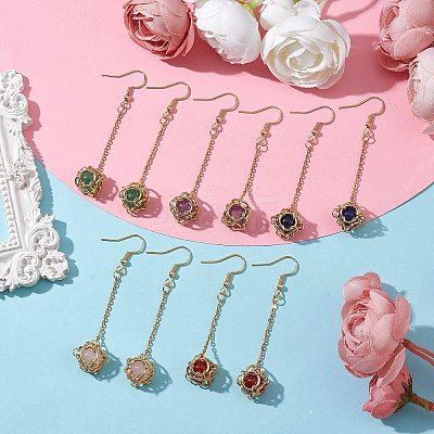 Natural Mixed Gemstone Dangle Earrings EJEW-JE05660-01-1
