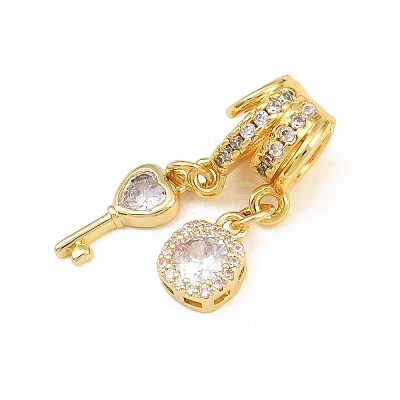 Brass Micro Pave Clear Cubic Zirconia Pendants CU-CBAD306-09G-1