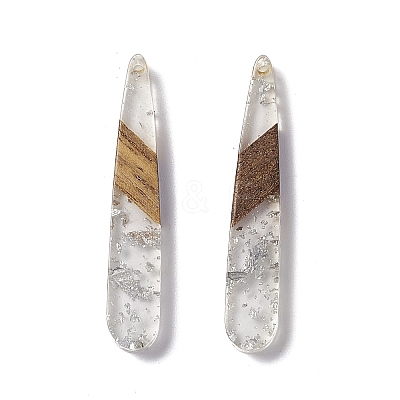 Transparent Resin & Walnut Wood Pendants RESI-M027-12F-1