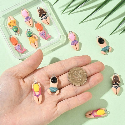 12Pcs 6 Styles Plastic Pendants KY-YW0002-21-1