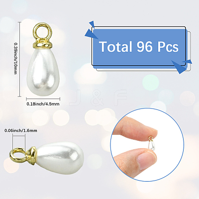 96Pcs ABS Plastic Imitation Pearl Pendants KY-SC0002-32G-1
