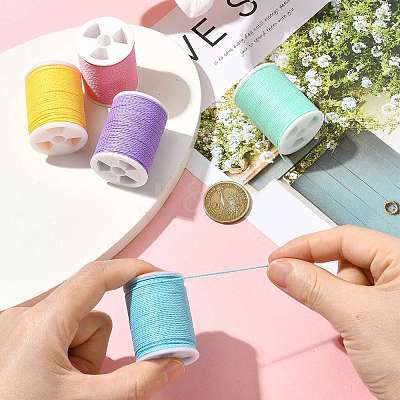 5 Rolls 5 Colors Round Waxed Polyester Cord YC-FS0001-02A-1