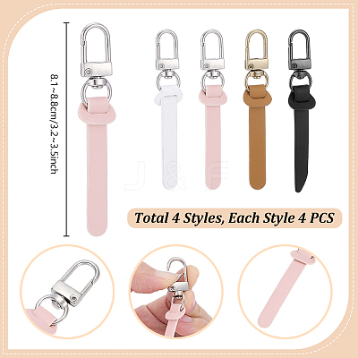 16Pcs 4 Style Imitation Leather Zipper Pull Fixer Replacement for Tab Luggage Purse Repair Accessories HJEW-PH02333-1