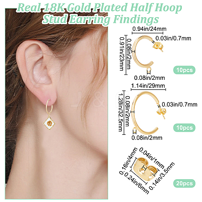 20Pcs 2 Style Brass Ring Stud Earring Findings KK-BBC0012-81-1