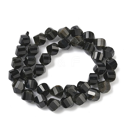 Natural Golden Sheen Obsidian Beads Strands G-C267-B18-1