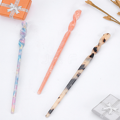3Pcs 3 Colors Cellulose Acetate(Resin) Hair Sticks OHAR-LP0002-43-1