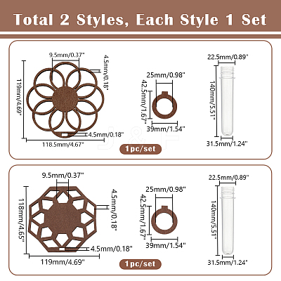 2 Sets 2 Styles Wall Hanging Terrarium Planter with Plastic Tube ODIS-GA0001-53C-1