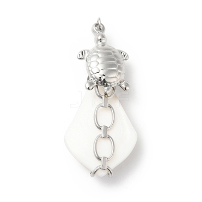 Natural White Shell Pendants SSHEL-G025-02P-1