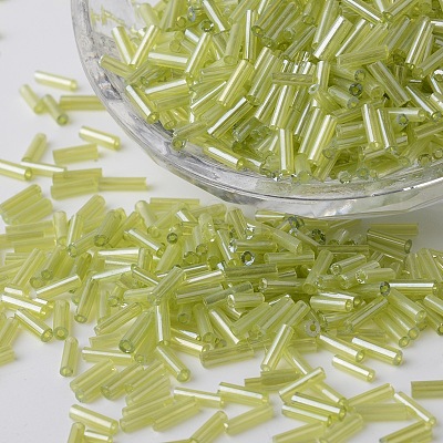 Transparent Colours Pearl Luster Plated Glass Bugle Beads SEED-K001-F05-1-1