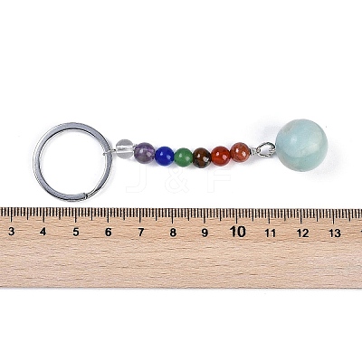 Natural Amazonite Round Beaded Keychain G-H076-01P-06-1