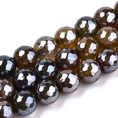 Electroplate Natural Agate Beads Strands G-T131-55-31-1
