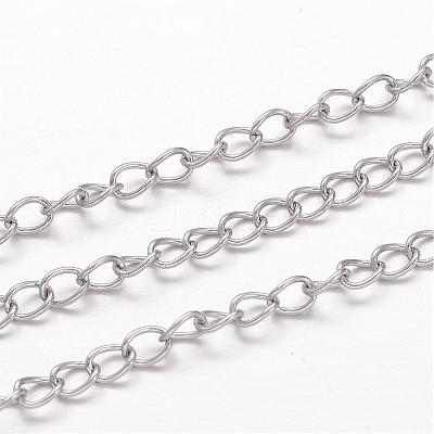Tarnish Resistant 304 Stainless Steel Curb Chains CHS-K004-11P-0.8mm-1