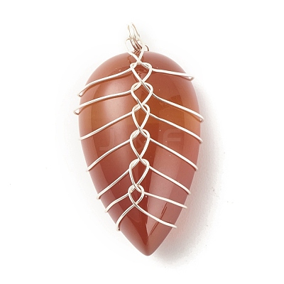 Natural Carnelian Pendants PALLOY-JF01384-03-1