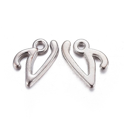 Platinum Plated Alloy Letter Pendants PALLOY-J718-01P-V-1