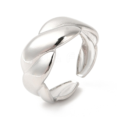 Non-Tarnish 304 Stainless Steel Twist Rope Shape Open Cuff Ring for Women X-RJEW-E063-06P-1