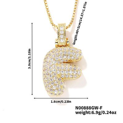 Elegant Brass Micro Pave Clear Cubic Zirconia 3D Initial Necklaces DV4415-5-1