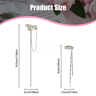 4Pcs 3 Style Plastic Imitation Pearl Cuff Earrings with Crystal Rhinestone EJEW-FI0001-30-1