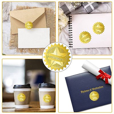 12 Sheets Self Adhesive Gold Foil Embossed Stickers DIY-WH0451-047-1
