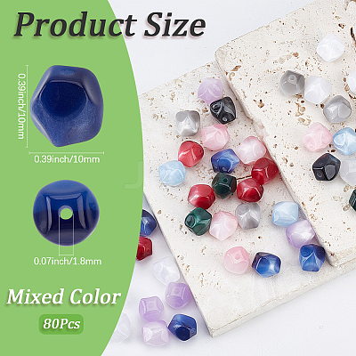 80Pcs Resin Imitation Cat Eye Beads RESI-PA0001-50-1
