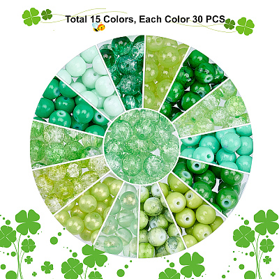450pcs 15 Style Glass Beads GLAA-PH0001-54-1