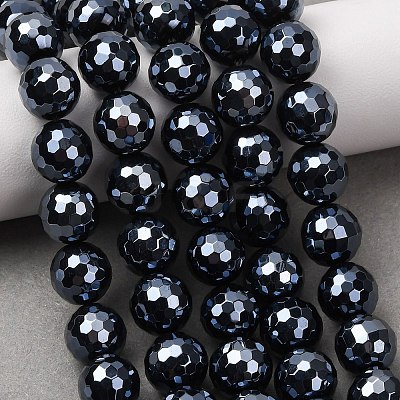 Electroplated Natural Agate Beads Strands G-B191-A07-10mm-18-1