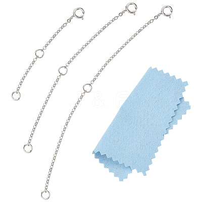 3Pcs 3 Styles 925 Sterling Silver Chain Extender STER-BC0002-50-1