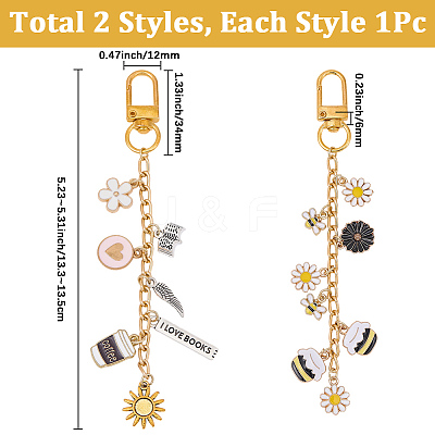2Pcs 2 Styles Alloy Enamel Pendant Decorations HJEW-BM0001-46A-1