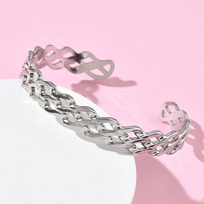 304 Stainless Steel Cuff Bangles for Women BJEW-A160-04P-1