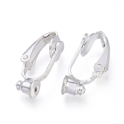 Brass Clip-on Earring Findings X-KK-Q115-S-NF-1