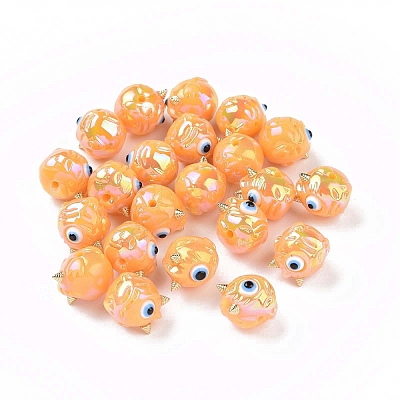 UV Plating Rainbow Iridescent Acrylic Beads OACR-A018-03A-1