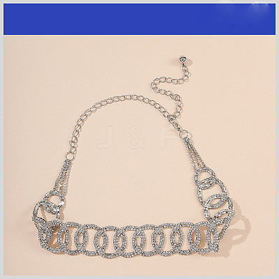 Alloy Crystal Rhinestone Ring Link Waist Belly Chains for Women FS-WGB7078-02-1