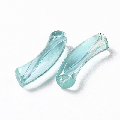 UV Plating Transparent Rainbow Iridescent Acrylic Beads OACR-A016-01G-1