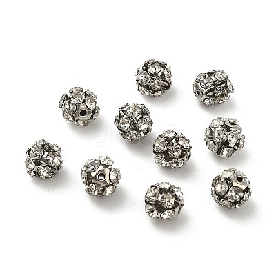 7mm Brass Rhinestone Beads X1-KK-S519-01B-P-1