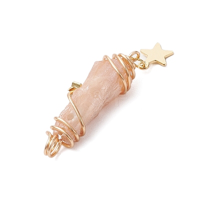 3Pcs 3 Styles Electroplated Natural Quartz Crystal Nuggets Copper Wire Wrapped Pendants PALLOY-JF03126-1
