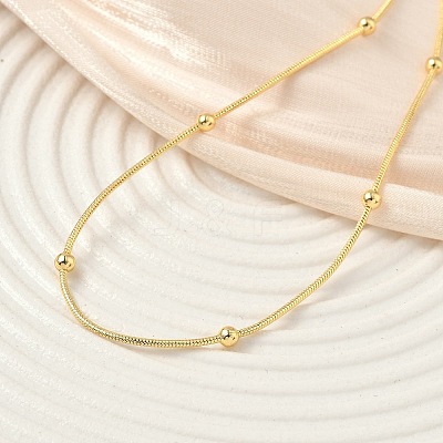 1.2MM Brass Ball Round Snake Chain Necklaces for Women Men NJEW-F350-03G-1