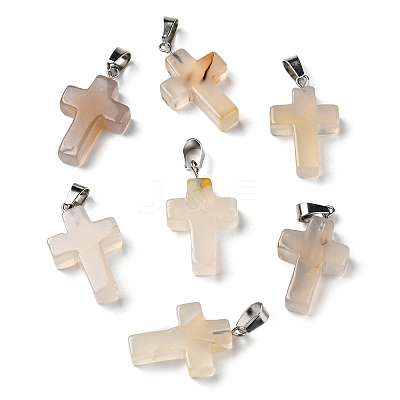 Natural White Agate Pendants G-T080-20-1