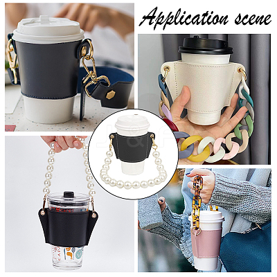 PU Leather Heat Resistant Reusable Cup Sleeve AJEW-WH0326-38D-1