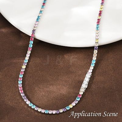 925 Sterling Silver Colorful Cubic Zirconia Chains STER-C016-02B-P01-1