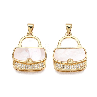 Brass Micro Pave Clear Cubic Zirconia Pendants KK-N254-184G-1