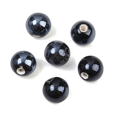 Glazed Porcelain Round Beads PORC-S489-10mm-03-1